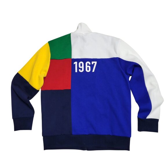 Polo Ralph Lauren Knit Tennis Jacket Multi Color Block Red Blue Yellow Green Wht - Picture 4 of 12